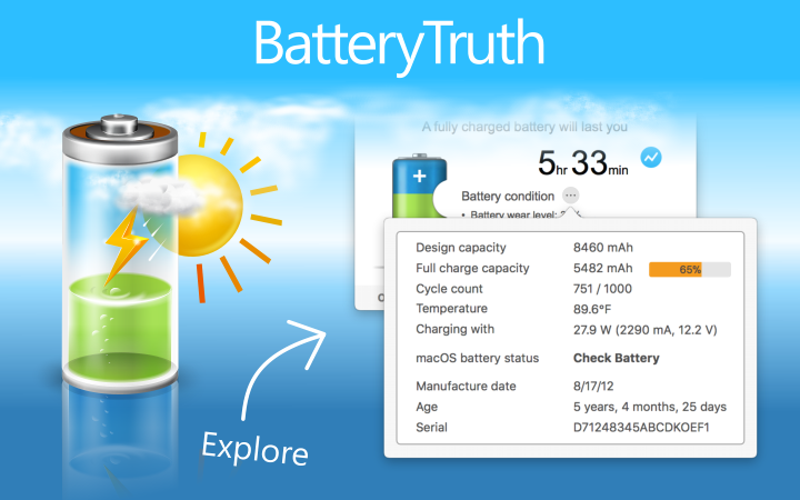 Picture for AppStore page - information about the battery