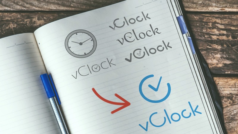 Stages of creating a logo for the vClock company